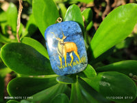 Polished Dumortierite Pendants with Hand Painted Kudu - sold per item - From Mozambique