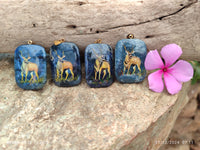 Polished Dumortierite Pendants with Hand Painted Kudu - sold per item - From Mozambique