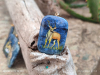 Polished Dumortierite Pendants with Hand Painted Kudu - sold per item - From Mozambique