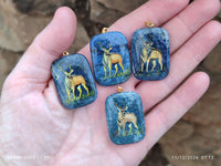 Polished Dumortierite Pendants with Hand Painted Kudu - sold per item - From Mozambique