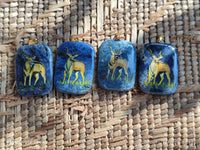 Polished Dumortierite Pendants with Hand Painted Kudu - sold per item - From Mozambique