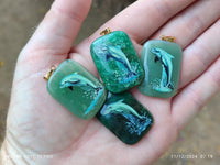 Polished Aventurine Pendant with Hand Painted Dolphin - Sold Per Item - From Zimbabwe