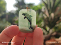 Polished Aventurine Pendant with Hand Painted Dolphin - Sold Per Item - From Zimbabwe