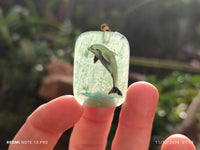 Polished Aventurine Pendant with Hand Painted Dolphin - Sold Per Item - From Zimbabwe