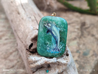 Polished Aventurine Pendant with Hand Painted Dolphin - Sold Per Item - From Zimbabwe