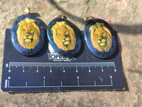 Polished Dumortierite Pendants with Hand Painted Lion - sold per item - From Mozambique