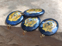 Polished Dumortierite Pendants with Hand Painted Lion - sold per item - From Mozambique