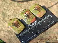 Polished Unakite Pendant with Hand Painted Buffalo - Sold Per Item - From South Africa