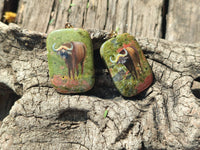 Polished Unakite Pendant with Hand Painted Buffalo - Sold Per Item - From South Africa