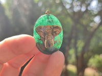 Polished Aventurine Pendant with Hand Painted Elephant - Sold Per Item - From Zimbabwe