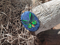 Polished Dumortierite Pendants with Hand Painted Butterfly - sold per item - From Mozambique