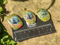 Polished Unakite Pendant with Hand Painted Rhino - Sold Per Item - From South Africa