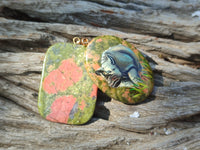 Polished Unakite Pendant with Hand Painted Rhino - Sold Per Item - From South Africa