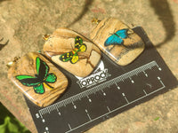 Polished Picture Stone Pendant with Hand Painted Butterfly - Sold Per Item - From Namibia