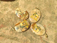 Polished Picture Stone Pendant with Hand Painted Kudu - Sold Per Item - From Namibia