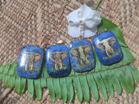 Polished Dumortierite Pendants with Hand Painted Elephant - sold per item - From Mozambique