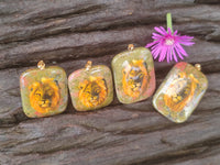 Polished Unakite Pendant with Hand Painted Lion - Sold Per Item - From South Africa