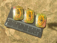 Polished Unakite Pendant with Hand Painted Lion - Sold Per Item - From South Africa