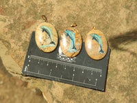 Polished Picture Stone Pendant with Hand Painted Dolphin - Sold Per Item - From Namibia