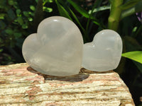 Polished Girasol Pearl Quartz Gemstone Hearts x 6 From Madagascar