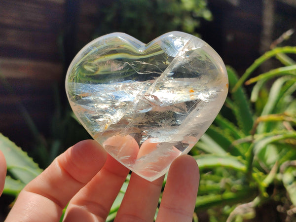 Polished Girasol Pearl Quartz Gemstone Hearts x 6 From Madagascar