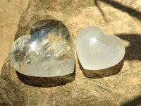 Polished Girasol Pearl Quartz Gemstone Hearts x 6 From Madagascar