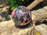 Polished Rhodonite Spheres x 2 From Ambindavato, Madagascar