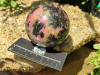 Polished Rhodonite Spheres x 2 From Ambindavato, Madagascar