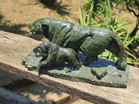 Hand Made Green Verdite Leopard Carving x 1 From Zimbabwe