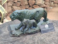 Hand Made Green Verdite Leopard Carving x 1 From Zimbabwe