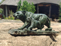 Hand Made Green Verdite Leopard Carving x 1 From Zimbabwe