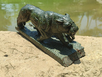 Hand Made Green Verdite Leopard Carving x 1 From Zimbabwe