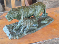 Hand Made Green Verdite Leopard Carving x 1 From Zimbabwe