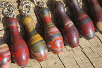 Hand Made Banded Tiger Iron Jasper Keyrings - sold per item - From South Africa