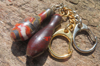 Hand Made Banded Tiger Iron Jasper Keyrings - sold per item - From South Africa