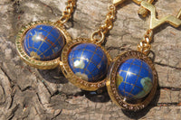 Hand Made Lapis Lazuli World Globe Keyrings - Sold Per Item - From Afghanistan