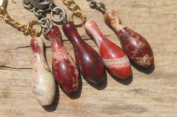 Hand Made Brecciated Red Jasper Keyrings - Sold Per Item - From South Africa