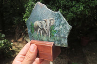 Hand Made Elephant Decoupage on Moss Agate Stone Slabs - Sold Per Item - From Mpumalanga, South Africa