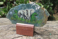 Hand Made Elephant Decoupage on Moss Agate Stone Slabs - Sold Per Item - From Mpumalanga, South Africa