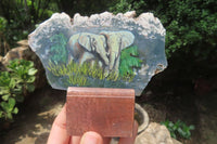 Hand Made Elephant Decoupage on Moss Agate Stone Slabs - Sold Per Item - From Mpumalanga, South Africa