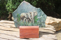 Hand Made Elephant Decoupage on Moss Agate Stone Slabs - Sold Per Item - From Mpumalanga, South Africa