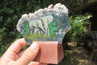 Hand Made Elephant Decoupage on Moss Agate Stone Slabs - Sold Per Item - From Mpumalanga, South Africa