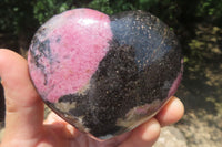 Polished Rhodonite Gemstone Hearts x 4 From Madagascar