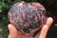 Polished Rhodonite Gemstone Hearts x 4 From Madagascar