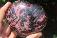 Polished Rhodonite Gemstone Hearts x 4 From Madagascar