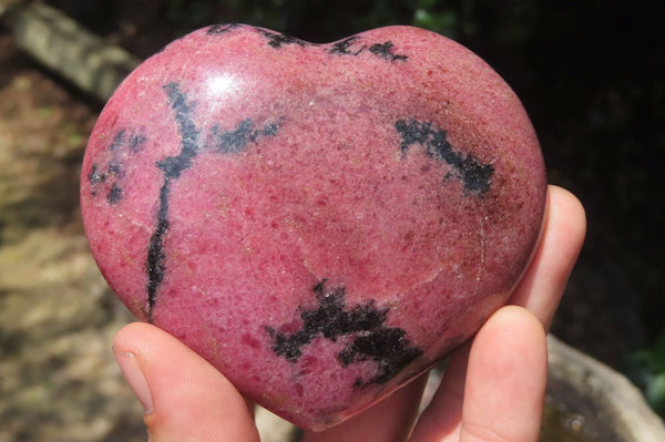 Polished Rhodonite Gemstone Hearts x 4 From Madagascar