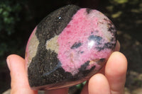 Polished Rhodonite Gemstone Hearts x 4 From Madagascar