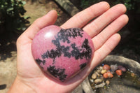 Polished Rhodonite Gemstone Hearts x 4 From Madagascar