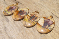 Polished Picture Stone Pendant with Hand Painted Buffaloes - Sold Per Item - From Namibia