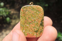 Polished Unakite Pendant with Hand Painted Leopard - Sold Per Item - From South Africa